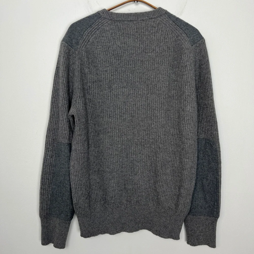 Banana Republic Mens Grey Wool Blend Ribbed Military Crewneck‎ Sweater Medium